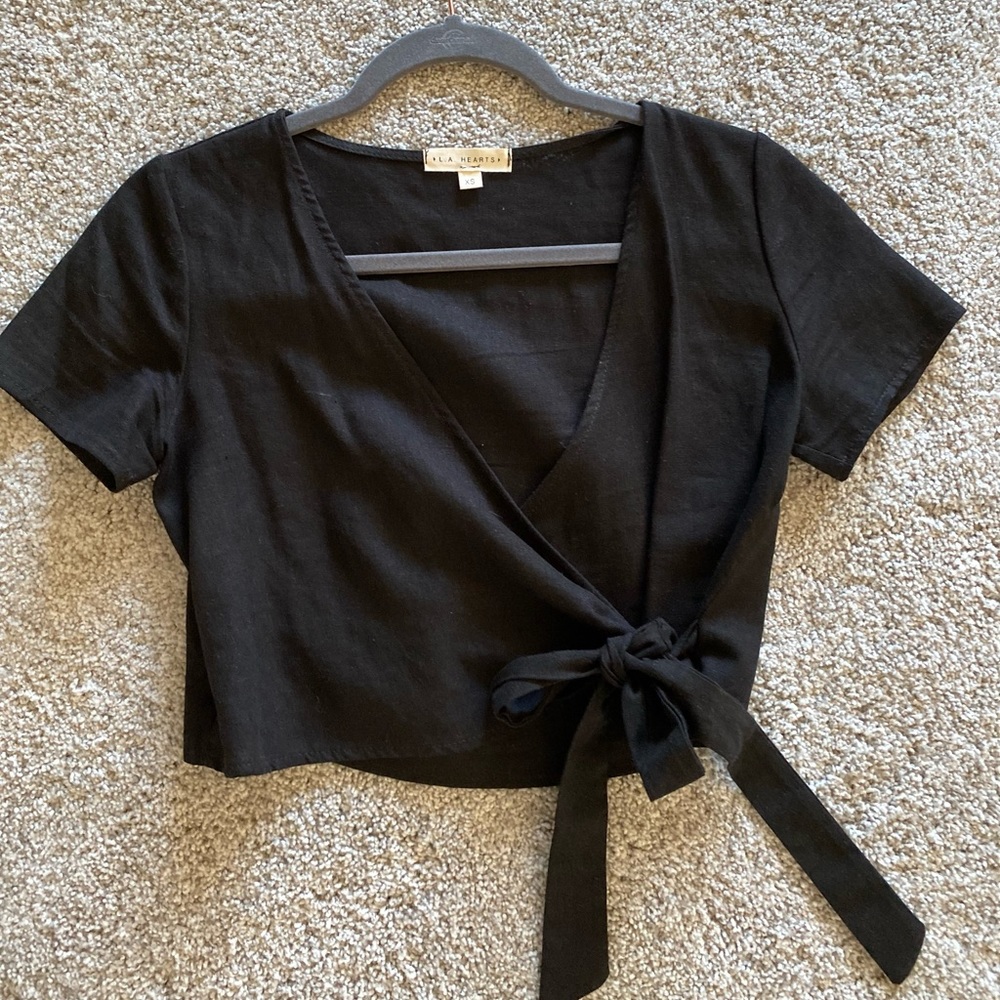 elegant black cropped blouse